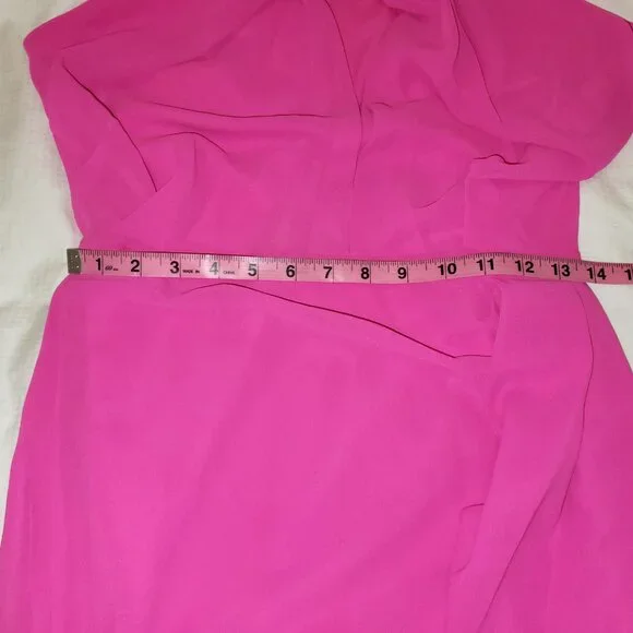 Badgley Mischka Belle Poppy Front Twist Hot Pink Cocktail Dress - 6 - Picture 10 of 12